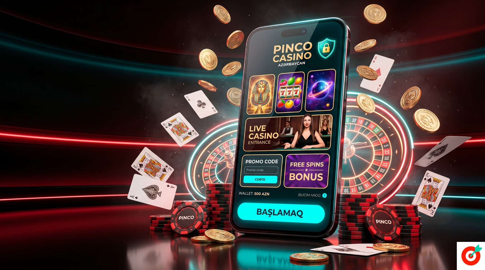 Pinco Casino əsas səhifəsində giriş və oyun bölmələri